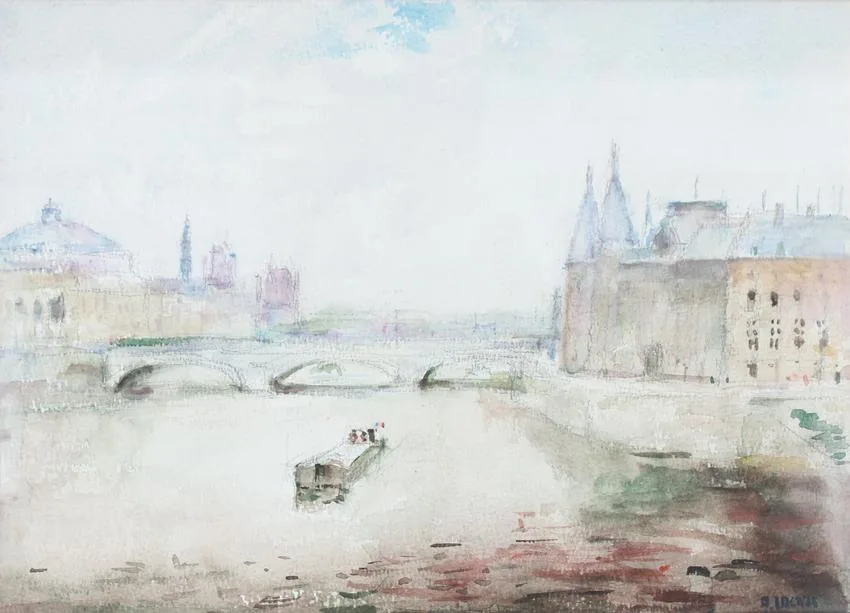 Alain Lacaze, La Seine au pont au Change, Watercolor