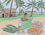 Tobolar Coconut Tree; Soaking Husk in Sea Water, Helmuth Stone Gallery 2022
