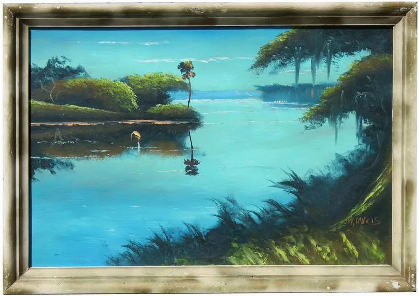 Untitled by Willie Daniels, Oil on Upson Board, sold Apr 2022