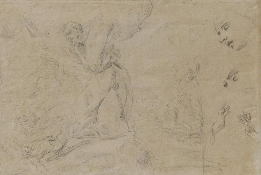 Untitled by Francesco Trevisani, chalk on grey paper, offered Apr 2022