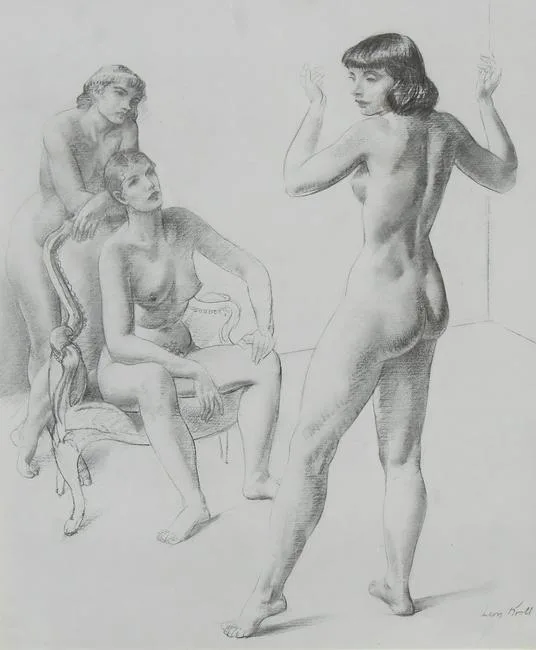 Three Nudes by Leon Kroll, Pencil on Paper, sold Apr 2022