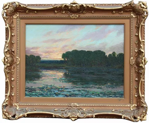 The Close of Day by George J. Stengel, Oil on canvas, sold Apr 2022