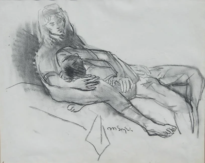 Untitled by Moses Soyer, Charcoal on Paper, offered Apr 2022