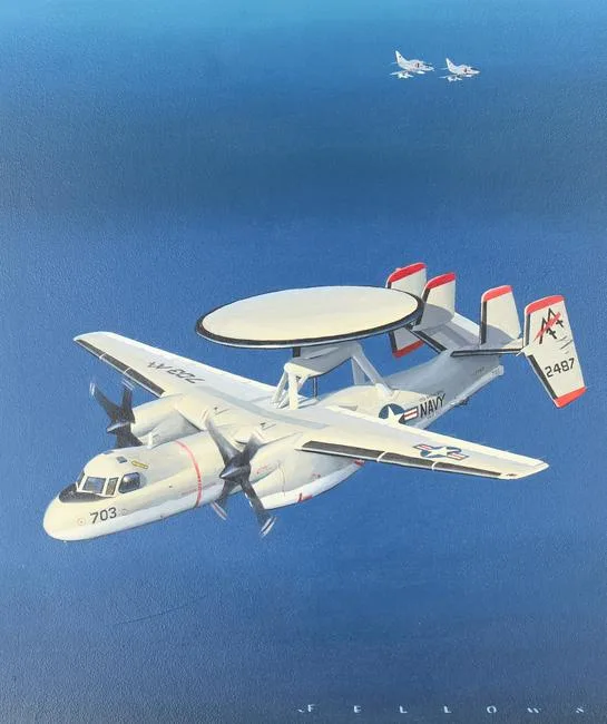 E-2A Hawkeye by Jack Fellows, Oil on Masonite, sold Apr 2022