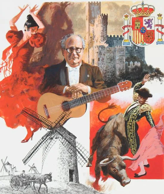Spain by Mel Crawford, Mixed Media on Illustration Board, sold Apr 2022