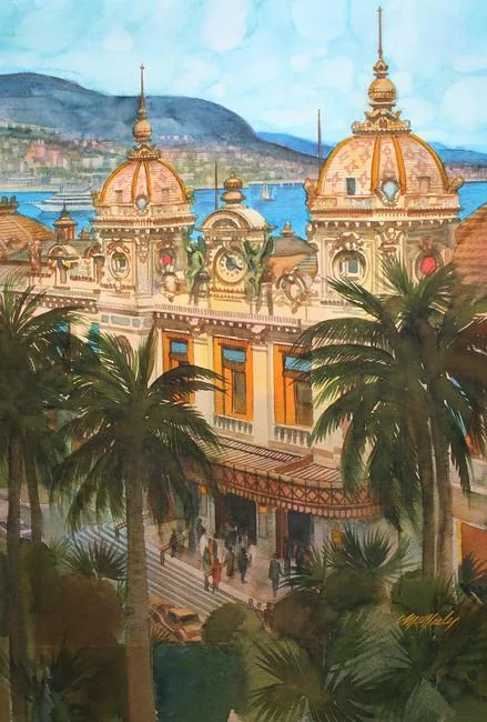 Monaco by Tom McNeely, Watercolor, sold Apr 2022