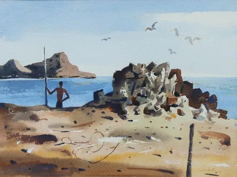Hughie Lee-Smith, Untitled, Watercolor on thick paper