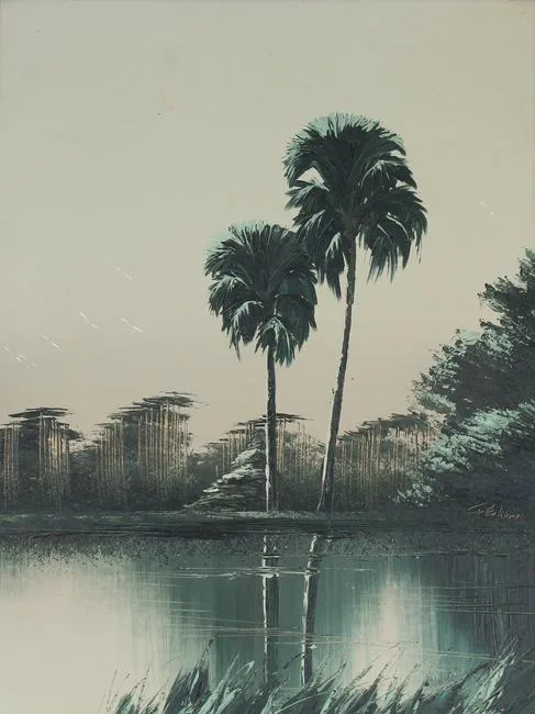 Untitled by James Gibson, Oil on upson board, sold Jun 2022