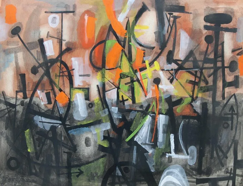 Nocturne by Byron Browne, Gouache on Paper, sold Jun 2022