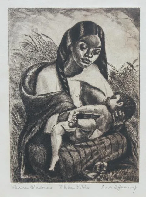 Mexican Mother by Irwin D. Hoffman, Etching, offered Jun 2022