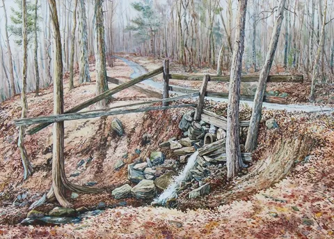 Andrew Nathaniel Wyeth, Pratt's Bridge, Watercolor