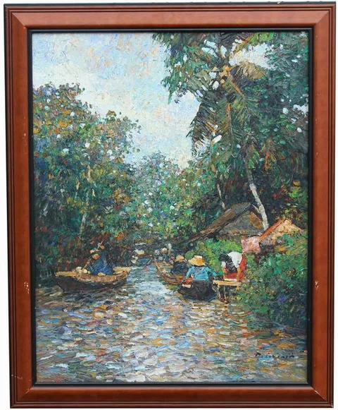 Waterway #7 by Patamares Livisit, oil on canvas, sold Jun 2022