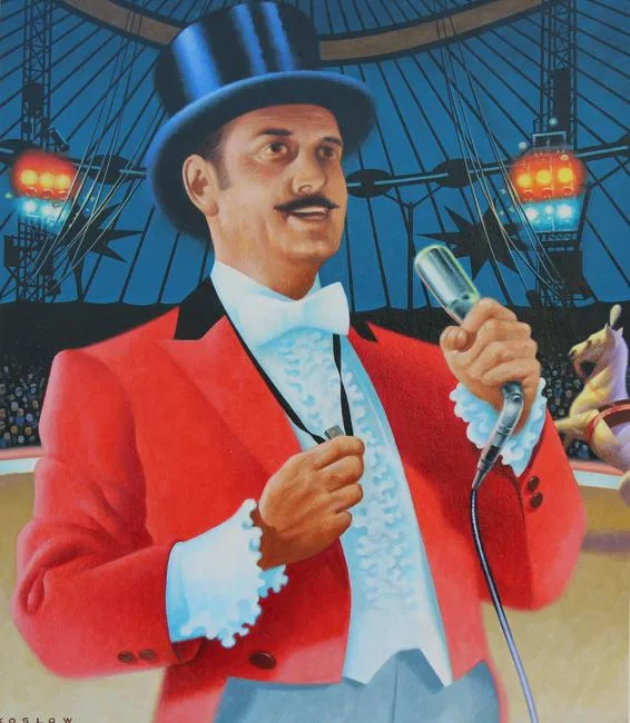 The Ring Master by Howard Koslow, oil on Illustration Board, sold Jun 2022