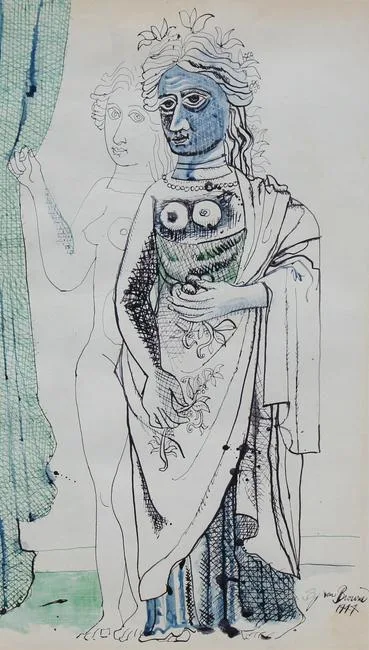 Untitled by Byron Browne, Watercolor/Gouache, sold Aug 2022