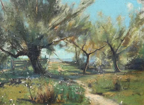 George Augustus McKinstry, Sunny Meadow, Oil on Canvas