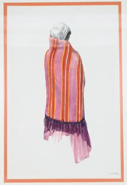 Morris Rippel, Woman in Blanket, Watercolor
