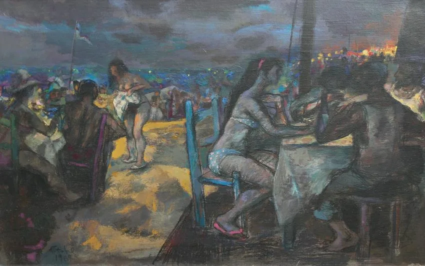 Beach at Night by Benjamin Albert Stahl, Oil on Board, offered Aug 2022