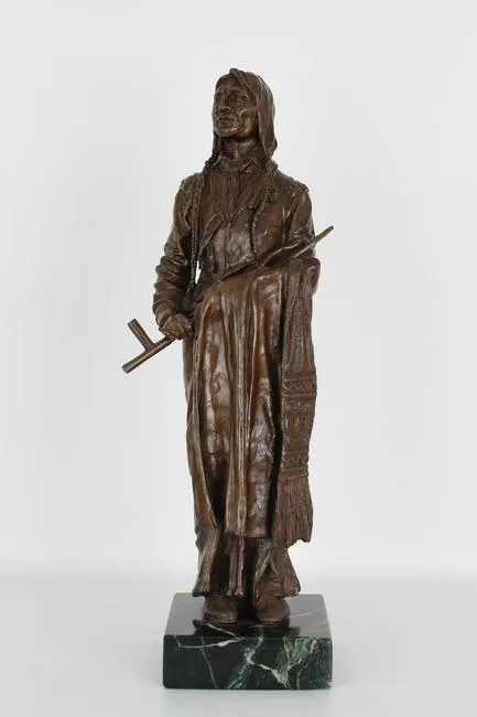 Chief Wolf Robe by Carl Kauba, Bronze, offered Aug 2022