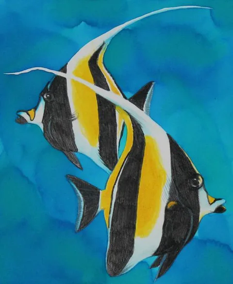 Chris Calle, Angelfish, Mixed Media on Illustration Board