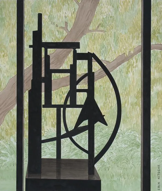 Sparkling Construction Sculpture by Erik Nitsche, watercolor on Illustration Board, offered Aug 2022