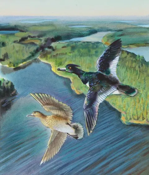 Ivan Kozlov, Tufted Duck, Watercolor on Paper
