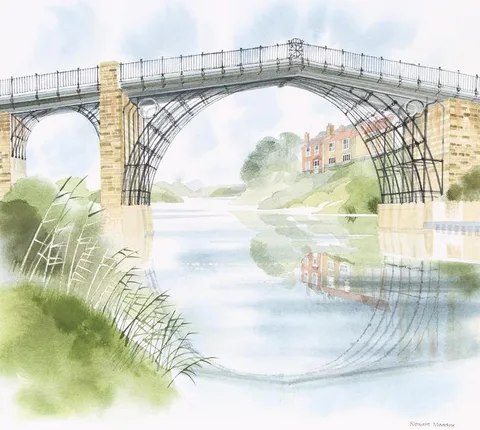 Ironbridge, Shropshire by Ronald Maddox, Watercolor on Paper, sold Aug 2022