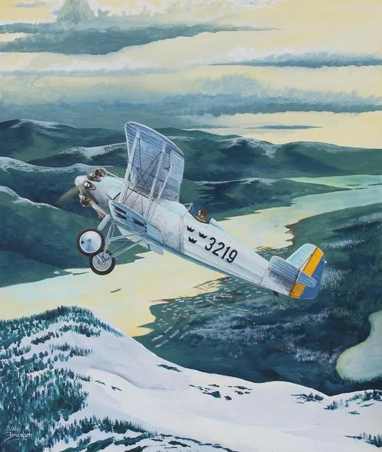J6B Gerfalcon by Steve Ferguson, Mixed Media on Cold Press Illustration Board, sold Aug 2022