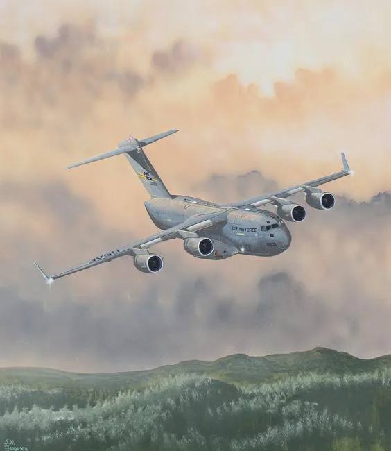 C-17 Globemaster III by Steve Ferguson, Acrylic on Cold Press Illustration Board, offered Aug 2022