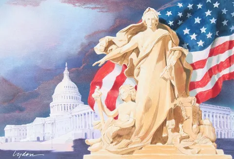 Tom Lydon, Peace Protecting Genius Sculpture, Mixed Media on Illustration Board