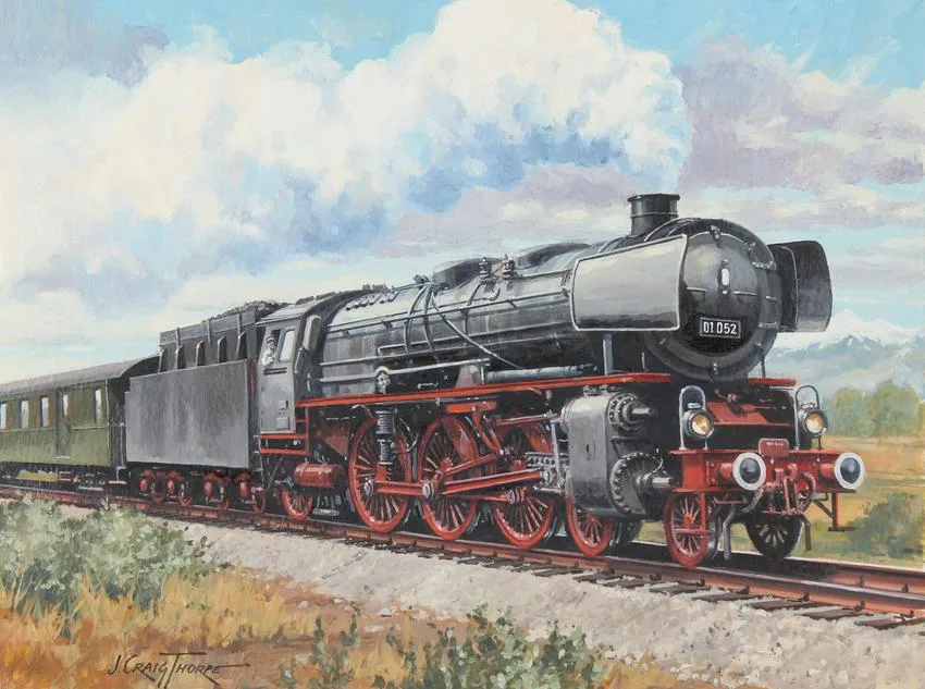 German DB Class 01 by J. Craig Thorpe, Oil on Paper, sold Aug 2022