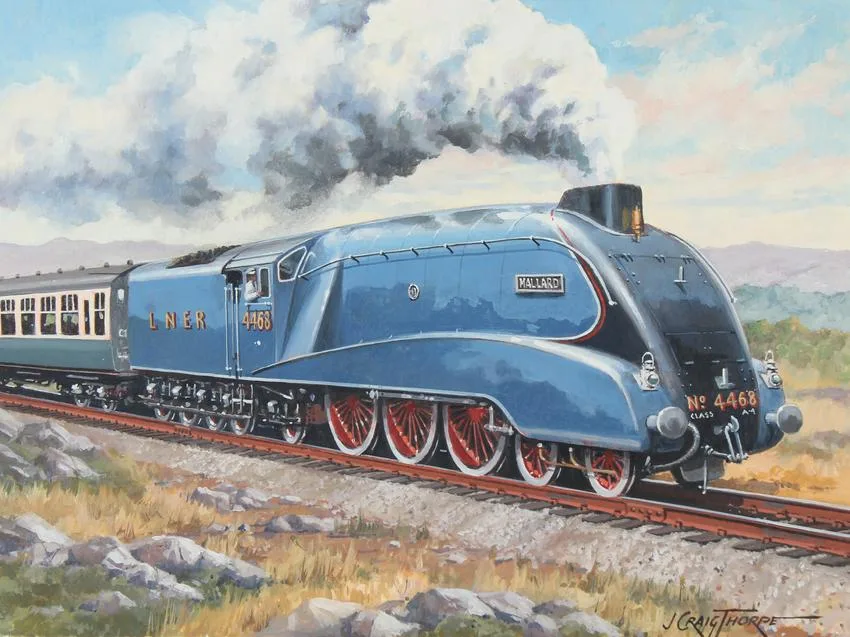 British LNER by J. Craig Thorpe, Oil on Paper, sold Aug 2022