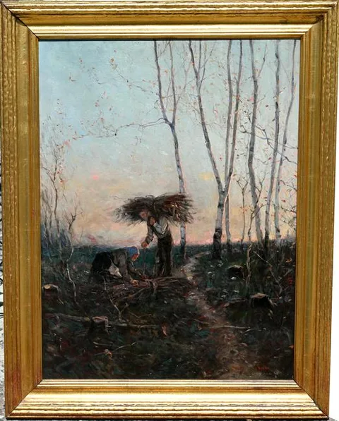 The Faggot Gatherers by Svend Rasmussen Svendsen, Oil on Canvas, sold Oct 2022
