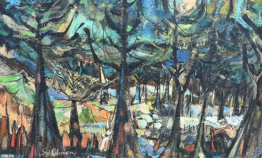 Cypress by Syd Solomon, Oil/Mixed Media on Canvas, sold Oct 2022