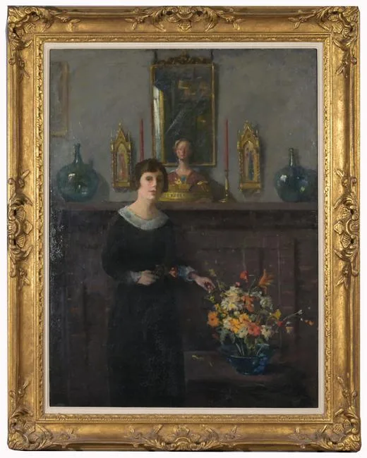 Studio Interior - My Sister by Pauline Palmer, Oil on canvas, offered Oct 2022