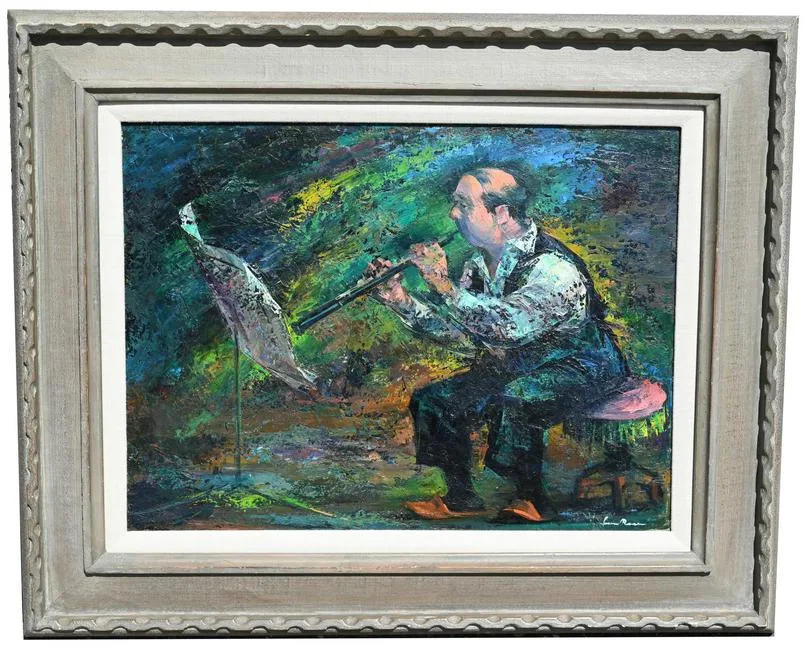 Clarinet Player by Iver Rose, Oil on Board, sold Oct 2022