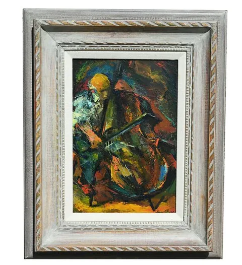 Iver Rose, Cello Player, Oil on Board