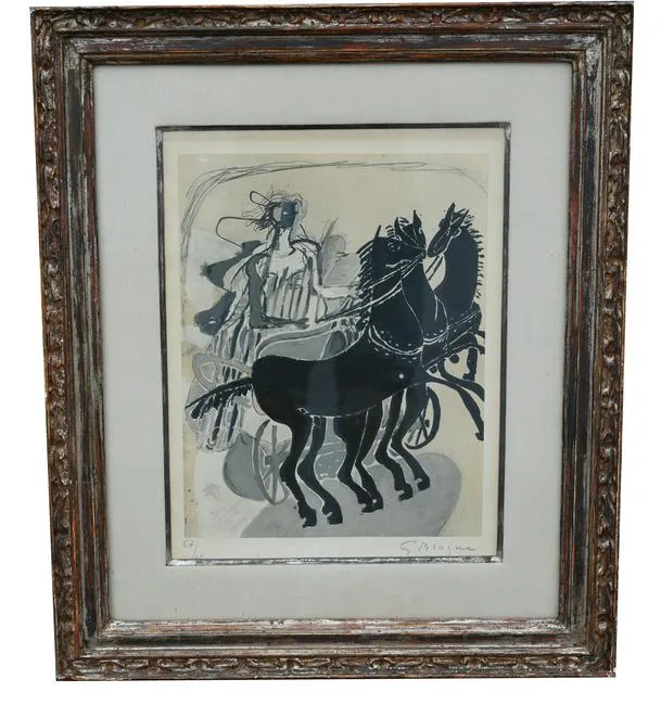 Les Trois Chevaux Noirs by Georges Braque, Lithograph, sold Oct 2022