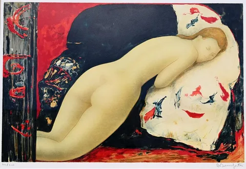 Alain Bonnefoit, Sleeping Nude, Lithograph