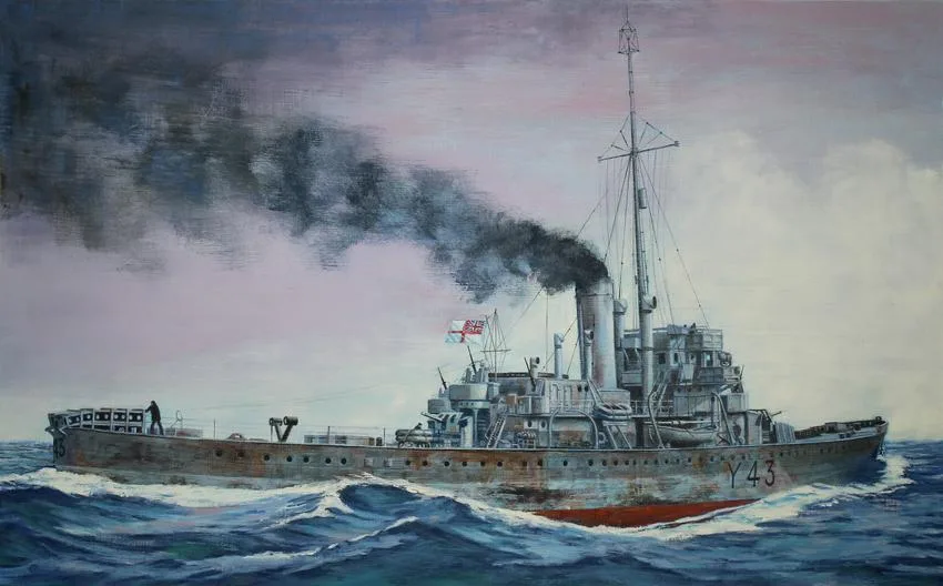HMS Banff by David K. Stone, Oil on Masonite, sold Oct 2022