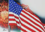 U.S. Flag with Fireworks, Helmuth Stone Gallery 2022