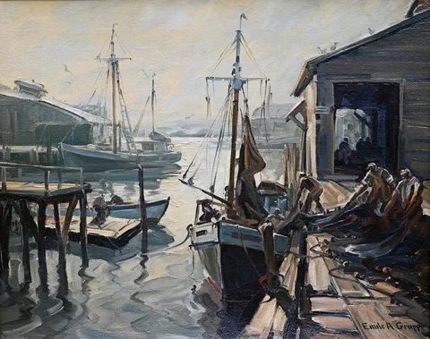 Emile Albert Gruppe, Morning Chores, Oil on Canvas