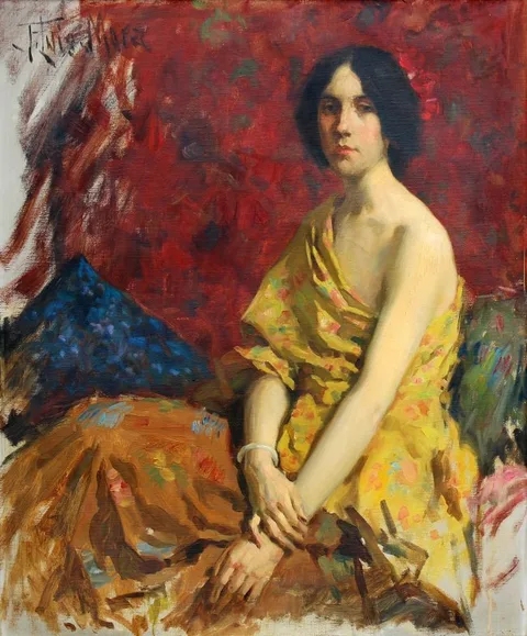 Francis Luis Mora, In the Studio, Oil on Canvas