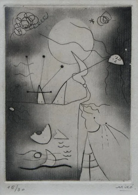 Paysage Meurtrier by Joan Miró, Etching and Aquatint, sold Dec 2022