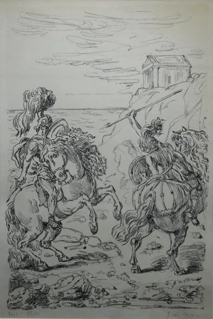 Greek Warriors by Giorgio de Chirico, Lithograph, offered Dec 2022