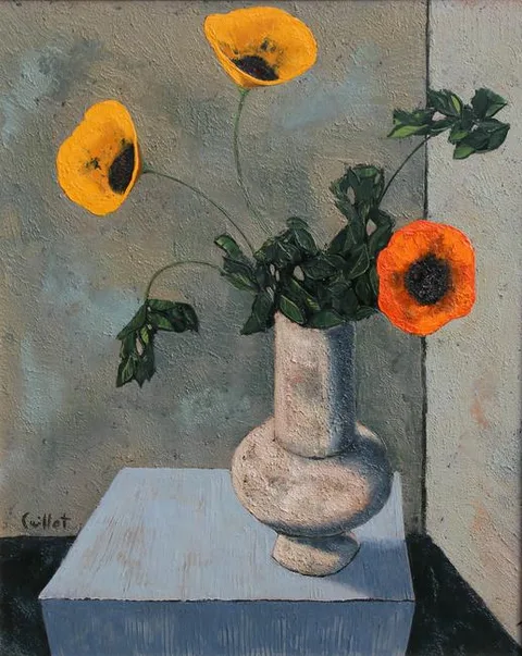 Alvaro Guillot, pot aux fleurs jaunes, Oil on Canvas
