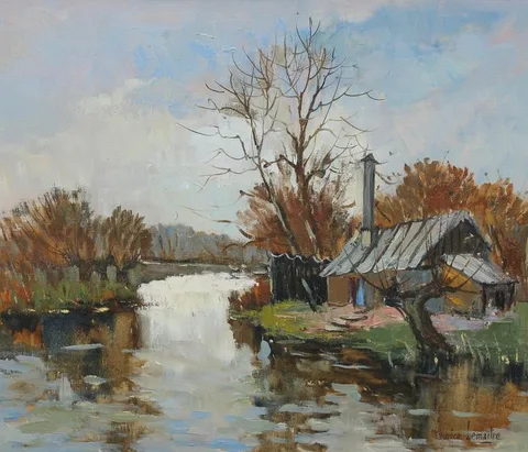 La Maison du Remouleur by Maurice Lemaître, Oil on Canvas, offered Dec 2022