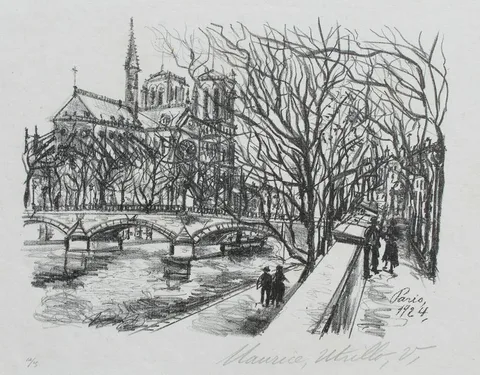 Notre Dame de Paris by Maurice Utrillo, Lithograph, offered Dec 2022