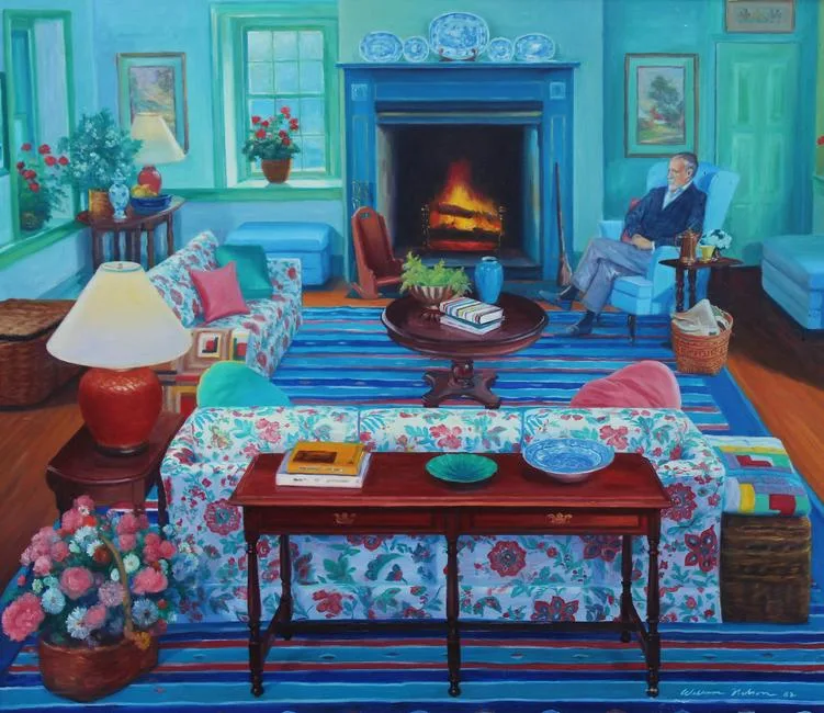 The Blue Interior by William Nelson, Oil on Canvas, offered Dec 2022