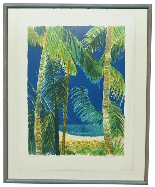 Guy Bardone, Tropical Palms, Revage a Trenedad, Color Lithograph