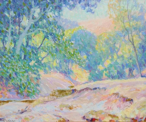 William Clapp, #320, Overhanging Streambank, Oil on Masonite